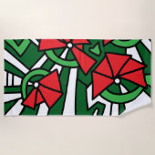 Rode bloemen Doodle Art Strandlaken (Voorkant)