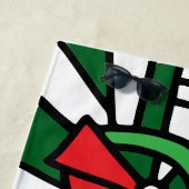 Rode bloemen Doodle Art Strandlaken (In situ)