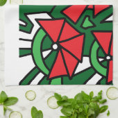 Rode bloemen Doodle Art Theedoek (Gevouwen)