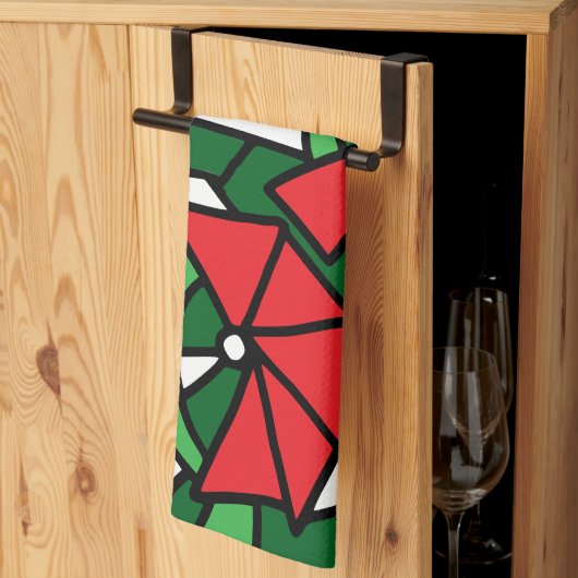 Rode bloemen Doodle Art Theedoek (Derde Gevouwen)