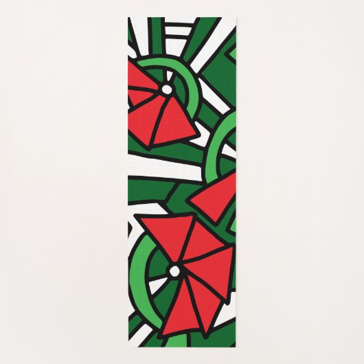 Rode bloemen Doodle Art Yogamat (Voorkant)