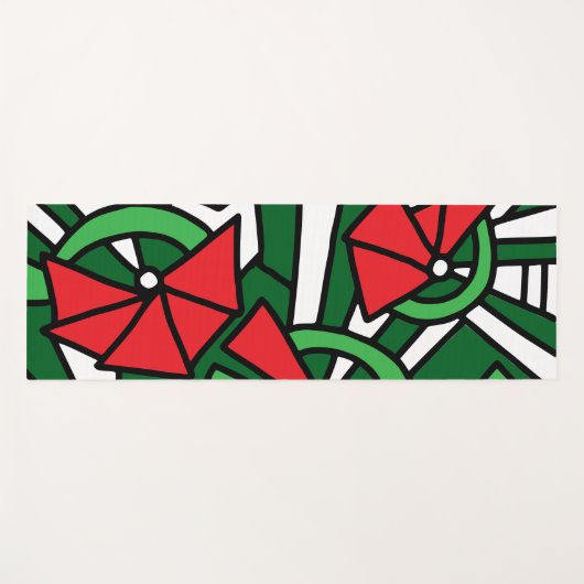Rode bloemen Doodle Art Yogamat (Voorkant (horizontaal))