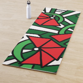 Rode bloemen Doodle Art Yogamat