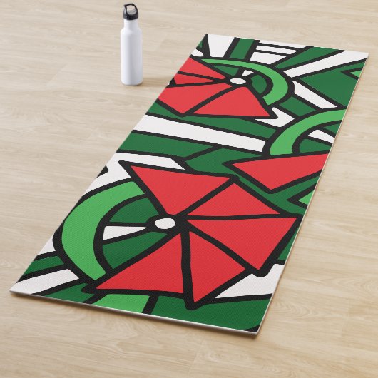 Rode bloemen Doodle Art Yogamat (In situ)