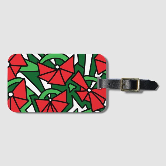 Rode Bloemen Doodle Kunst Bagagelabel (Voorkant (horizontaal))
