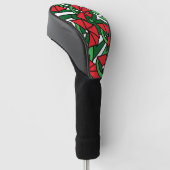 Rode Bloemen Doodle Kunst Golfheadcover (Schuin)