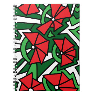 Rode Bloemen Doodle Kunst Notitieboek