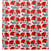 Rode bloemen douchegordijn (Voorkant)