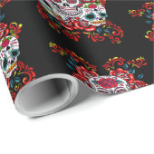 Rode bloemen drievoudige dag van de dode suikersch cadeaupapier (Rol Hoek)