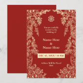 Rode Bloemen Eenvoudige Huwelijksuitnodiging Kaart (Voorkant / Achterkant)