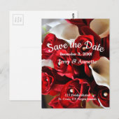 Rode Bloemen Elegante Bloemen Save the Date Bruilo Briefkaart (Voorkant / Achterkant)