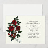 Rode bloemen Elegante bruids douche uitnodigingen (Voorkant / Achterkant)