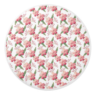 Rode bloemen en bessen met groene bladeren keramische knop