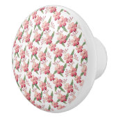 Rode bloemen en bessen met groene bladeren keramische knop (Rechts)