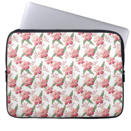 Rode bloemen en bessen met groene bladeren laptop sleeve