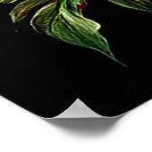 Rode bloemen en bomen tegen een wervelende achterg poster (Hoek)