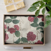 rode bloemen en cursief schrijven op ivoor tissuepapier (Geschenk)