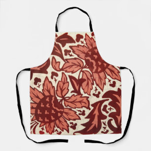 Rode Bloemen en Fruit Antiek Patroon Schort