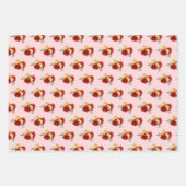 Rode bloemen en groen patroon inpakpapier vel (Voorkant 2)