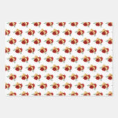 Rode bloemen en groen patroon inpakpapier vel (Voorkant)