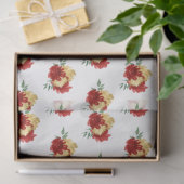 Rode bloemen en groen patroon tissuepapier (Geschenk)
