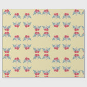 Rode bloemen en groene bladeren op bruin cadeaupapier (Vlak)