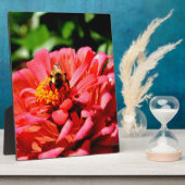  rode bloemen en honingbij fotoplaat (Zijkant)