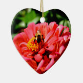 rode bloemen en honingbij keramisch ornament (Rechts)