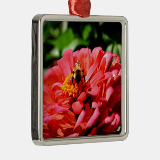  rode bloemen en honingbij metalen ornament (Rechts)