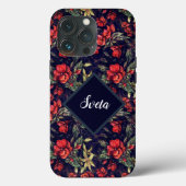  Rode Bloemen en Jouw naam Case-Mate iPhone Case (Achterkant)
