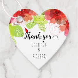 Rode bloemen en kalligrafie bruiloft Dank je wel Bedankjes Labels