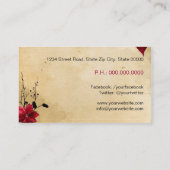 Rode bloemen en liefhebbende vogels visitekaartje (Achterkant)