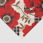 Rode bloemen en plaid tissuepapier (Detail)