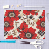 Rode bloemen en plaid tissuepapier (Craft)