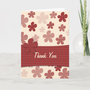 Rode Bloemen en TextielPatroon Bedankkaart