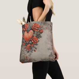 RODE BLOEMEN EN VALENTIJN HARTEN TOTE BAG