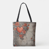 RODE BLOEMEN EN VALENTIJN HARTEN TOTE BAG (Achterkant)