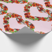 rode bloemen en vlinderbloemigen cadeaupapier (Hoek)