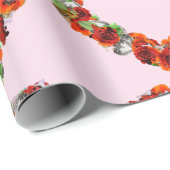 rode bloemen en vlinderbloemigen cadeaupapier (Rol Hoek)