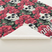 Rode bloemen en Waterverf van Skulls Sherpa Deken (3/4)