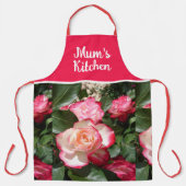 Rode Bloemen en Witte Rozen Roos Mums Keuken Schort (Voorkant)
