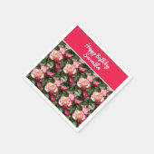 Rode Bloemen en Witte Rozen Roos Verjaardagsfeest Servet (Hoek)