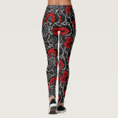 Rode bloemen en zwarte kant, naadloos patroonpatro leggings (Achterkant)
