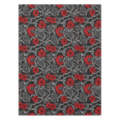 Rode bloemen en zwarte kant, naadloos patroonpatro tafelkleed (Voorkant)