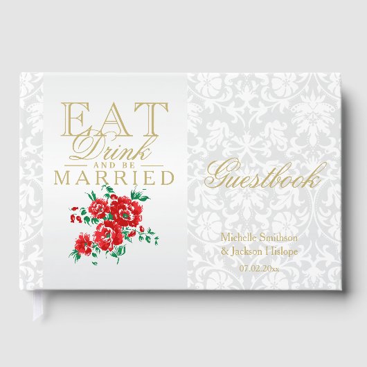 Rode Bloemen Eten, Drinken en trouwen gastenboek (Voorkant)