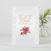 Rode Bloemen Eten, Drinken en Trouwen Kaart (Staand voorkant)