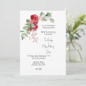 Rode Bloemen Eucalyptus bruid ouders bruiloft Kaart (Staand voorkant)