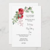 Rode Bloemen Eucalyptus bruid ouders bruiloft Kaart (Voorkant / Achterkant)