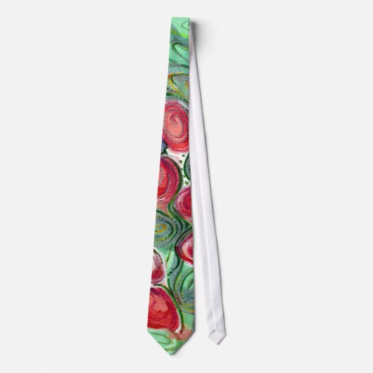 Rode Bloemen Fantasie Stropdas (Voorkant)
