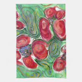 Rode Bloemen Fantasie Theedoek (Verticaal)